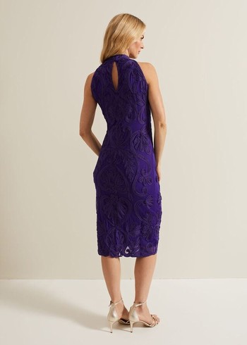 Phase Eight Andrea Tapework Dress Purple USA | 1048627-JA